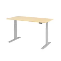 Hammerbacher Sitz-Steh-Schreibtisch XMKA, elektrisch höhenverstellbar, 70-120cm (H), 160x80cm (BxT), rechteckig, ahorn / silber 4032062182376 2 Stück