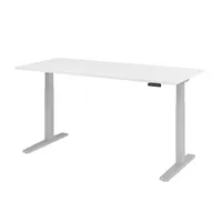Hammerbacher Sitz-Steh-Schreibtisch XMKA, elektrisch höhenverstellbar, 70-120cm (H), 180x80cm (BxT), rechteckig, weiß / silber 4032062182499  2 Stück