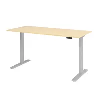 Hammerbacher Sitz-Steh-Schreibtisch XMKA, elektrisch höhenverstellbar, 70-120cm (H), 180x80cm (BxT), rechteckig, ahorn / silber 4032062182444 2 Stück