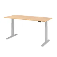 Hammerbacher Sitz-Steh-Schreibtisch XMKA, elektrisch höhenverstellbar, 70-120cm (H), 180x80cm (BxT), rechteckig, eiche / silber 4032062182475 2 Stück
