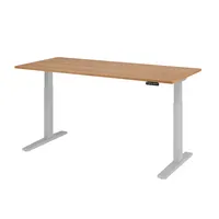 Hammerbacher Sitz-Steh-Schreibtisch XMKA, elektrisch höhenverstellbar, 70-120cm (H), 180x80cm (BxT), rechteckig, nussbaum / silber 4032062182 2 Stück