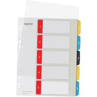Leitz Kunststoffregister Cosy 1240-00-00, 1 bis 5, A4+, 0,3 mm, farbige Taben, 5-teilig 4002432125098 Leitz