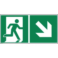 Soennecken Hinweisschild Rettungsweg rechts abwärts ISO 7010 300x150mm PVC 4003969098930 Soennecken