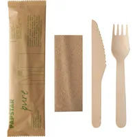 Papstar Besteckset pure 88229 Holz Papierbeutel 4002911837306 Papstar 50 Stück