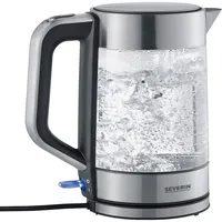 Severin Wasserkocher WK 3420, Glas/Edelstahl, 1,7 l, farblos/edelstahl/schwarz 4008146033896 Severin