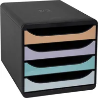 Exacompta Schubladenbox Bigbox, A4+, 4 Schubladen, schwarz-pastell 9002493424593 Exacompta