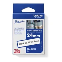 Brother Original P-touch Schriftband TZe-N251 24 mm, schwarz auf weiß (kompatibel u.a. mit Brother P-touch P700, -2430, -D600, -9700PC, -P750W) nicht laminiert TZEN251