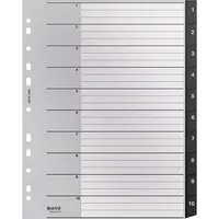 AKTION: LEITZ Ordnerregister recycle 1208 DIN A4 Vollformat, Überbreite 1-10 schwarz 10-teilig, 1 Satz mit Prämie nach Registrierung