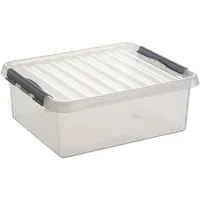 helit the q-line Aufbewahrungsbox mit Deckel glasklar Lebensmittelechte stapelbare Kunststoffbox mit Klickverschluss 1 Box 25 Liter