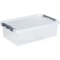 helit the q-line Aufbewahrungsbox mit Deckel glasklar Lebensmittelechte stapelbare Kunststoffbox mit Klickverschluss 1 Box 32 Liter