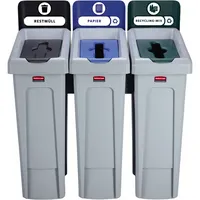 Rubbermaid Abfallsammelsystem SLIM JIM® RECYCLING 3 Sortierfächer schwarz, blau, grün