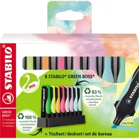 Stabilo Textmarker GREEN BOSS Pastell, 6070/08-5, Etui, 8-farbig sortiert, 2-5mm Keilspitze 4006381572842 Stabilo 8 Stück
