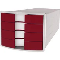 HAN Schubladenbox Impuls 1012-17 lichtgrau/rot 4 Schubladen geschlossen 4012473101739 HAN