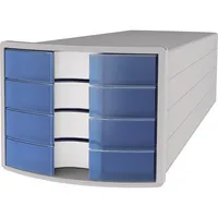 HAN Schubladenbox Impuls 1012-64 lichtgrau/blau 4 Schubladen geschlossen 4012473101753 HAN