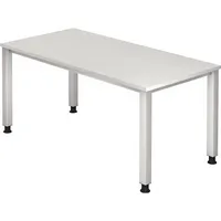 Hammerbacher Schreibtisch Q-Serie, manuell höhenverstellbar, 68-83,5cm (H), 160x80cm (BxT), rechteckig, weiß / silber 4032062119624 Hammerbac 2 Stück