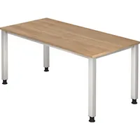 Hammerbacher Schreibtisch Q-Serie, manuell höhenverstellbar, 68-83,5cm (H), 160x80cm (BxT), rechteckig, nussbaum / silber 4032062021620 Hamme 2 Stück
