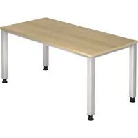 Hammerbacher Schreibtisch Q-Serie, manuell höhenverstellbar, 68-83,5cm (H), 160x80cm (BxT), rechteckig, eiche / silber 4032062165133 Hammerba 2 Stück
