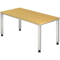 Hammerbacher Schreibtisch Q-Serie, manuell höhenverstellbar, 68-83,5cm (H), 160x80cm (BxT), rechteckig, buche / silber 4032062004517 Hammerba 2 Stück