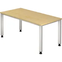 Hammerbacher Schreibtisch Q-Serie, manuell höhenverstellbar, 68-83,5cm (H), 160x80cm (BxT), rechteckig, ahorn / silber 4032062004494 Hammerba 2 Stück