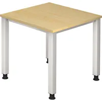 Hammerbacher Schreibtisch Q-Serie, manuell höhenverstellbar, 68-83,5cm (H), 80x80cm (BxT), quadratisch, ahorn / silber 4032062004432 Hammerba
