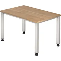 Hammerbacher Schreibtisch Q-Serie, manuell höhenverstellbar, 68-83,5cm (H), 120x80cm (BxT), rechteckig, nussbaum / silber 4032062021590 Hamme