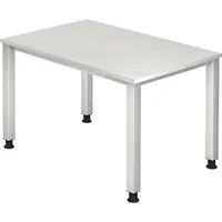 Hammerbacher Schreibtisch Q-Serie, manuell höhenverstellbar, 68-83,5cm (H), 120x80cm (BxT), rechteckig, weiß / silber 4032062119617 Hammerbac
