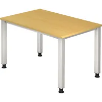 Hammerbacher Schreibtisch Q-Serie, manuell höhenverstellbar, 68-83,5cm (H), 120x80cm (BxT), rechteckig, buche / silber 4032062004487 Hammerba