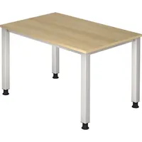Hammerbacher Schreibtisch Q-Serie, manuell höhenverstellbar, 68-83,5cm (H), 120x80cm (BxT), rechteckig, eiche / silber 4032062165126 Hammerba