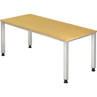 Hammerbacher Schreibtisch Q-Serie, manuell höhenverstellbar, 68-83,5cm (H), 180x80cm (BxT), rechteckig, buche / silber 4032062033425 Hammerba 2 Stück