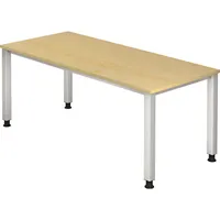 Hammerbacher Schreibtisch Q-Serie, manuell höhenverstellbar, 68-83,5cm (H), 180x80cm (BxT), rechteckig, ahorn / silber 4032062033401 Hammerba 2 Stück