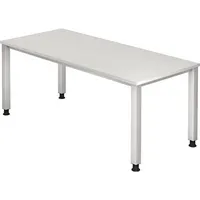 Hammerbacher Schreibtisch Q-Serie, manuell höhenverstellbar, 68-83,5cm (H), 180x80cm (BxT), rechteckig, weiß / silber 4032062119648 Hammerbac 2 Stück