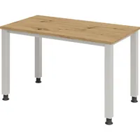 Hammerbacher Schreibtisch Q-Serie, manuell höhenverstellbar, 68-83,5cm (H), 120x67,2cm (BxT), rechteckig, eiche / silber 4032062188729 Hammer