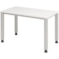 Hammerbacher Schreibtisch Q-Serie, manuell höhenverstellbar, 68-83,5cm (H), 120x67,2cm (BxT), rechteckig, weiß / silber 4032062188736 Hammerb