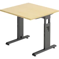 Hammerbacher Schreibtisch O-Serie, manuell höhenverstellbar, 65-85cm (H), 80x80cm (BxT), quadratisch, ahorn / graphit 4032062190135 Hammerbac 2 Stück