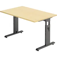 Hammerbacher Schreibtisch O-Serie, manuell höhenverstellbar, 65-85cm (H), 120x80cm (BxT), rechteckig, ahorn / graphit 4032062190197 Hammerbac 2 Stück