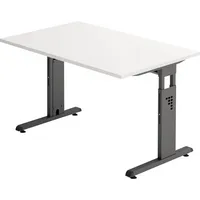 Hammerbacher Schreibtisch O-Serie, manuell höhenverstellbar, 65-85cm (H), 120x80cm (BxT), rechteckig, weiß / graphit 4032062190258 Hammerbach 2 Stück