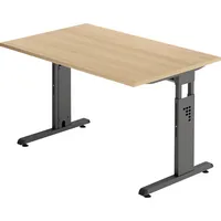 Hammerbacher Schreibtisch O-Serie, manuell höhenverstellbar, 65-85cm (H), 120x80cm (BxT), rechteckig, eiche / graphit 4032062190227 Hammerbac 2 Stück