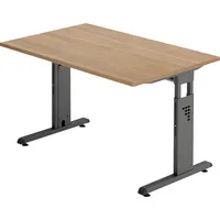 Hammerbacher Schreibtisch O-Serie, manuell höhenverstellbar, 65-85cm (H), 120x80cm (BxT), rechteckig, nussbaum / graphit 4032062190234 Hammer 2 Stück