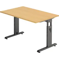 Hammerbacher Schreibtisch O-Serie, manuell höhenverstellbar, 65-85cm (H), 120x80cm (BxT), rechteckig, buche / graphit 4032062190210 Hammerbac 2 Stück