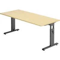 Hammerbacher Schreibtisch O-Serie, manuell höhenverstellbar, 65-85cm (H), 180x80cm (BxT), rechteckig, ahorn / graphit 4032062190357 Hammerbac 2 Stück