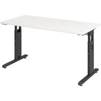 Hammerbacher Schreibtisch O-Serie mini, manuell höhenverstellbar, 65-85cm (H), 140x67cm (BxT), rechteckig, weiß / graphit 4032062190661 Hamme 2 Stück