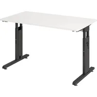 Hammerbacher Schreibtisch O-Serie mini, manuell höhenverstellbar, 65-85cm (H), 120x67cm (BxT), rechteckig, weiß / graphit 4032062190647 Hamme 2 Stück