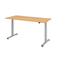Hammerbacher Sitz-Steh-Schreibtisch XMST, elektrisch höhenverstellbar, 71-120cm (H), 180x80cm (BxT), rechteckig, buche / silber 4032062153888 3 Stück