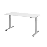 Hammerbacher Sitz-Steh-Schreibtisch XMST, elektrisch höhenverstellbar, 71-120cm (H), 180x80cm (BxT), rechteckig, weiß / silber 4032062153901  3 Stück