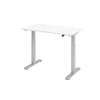 Hammerbacher Sitz-Steh-Schreibtisch XMST Mini, elektrisch höhenverstellbar, 71-120cm (H), 140x67cm (BxT), rechteckig, weiß / silber 403206218 2 Stück