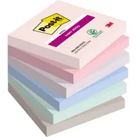 Post-it Haftnotizen 6546SSSOUL, Super Sticky Notes Soulful Collection, 76x76mm, rosa/flamingopink/flieder/denimblau/mint/grau, quadratis 6 Stück