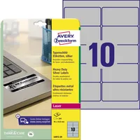 AVERY Zweckform Typenschild Etiketten L6012-20 silber 96 x 50,8mm Folie strapazierfähig wetterfest 4004182060124 AVERY Zweckform 200 Stück