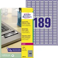 AVERY Zweckform Typenschild Etiketten L6008-20 silber 25,4 x 10mm Folie strapazierfähig wetterfest 4004182060087 AVERY Zweckform 3780 Stück