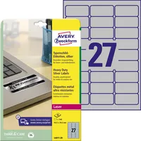 AVERY Zweckform Typenschild Etiketten L6011-20 silber 63,5 x 29,6mm Folie strapazierfähig wetterfest 4004182060117 AVERY Zweckform 540 Stück