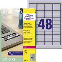 AVERY Zweckform Typenschild Etiketten L6009-20 silber 45,7 x 21,2 mm Folie strapazierfähig wetterfest 4004182060094 AVERY Zweckform 960 Stück
